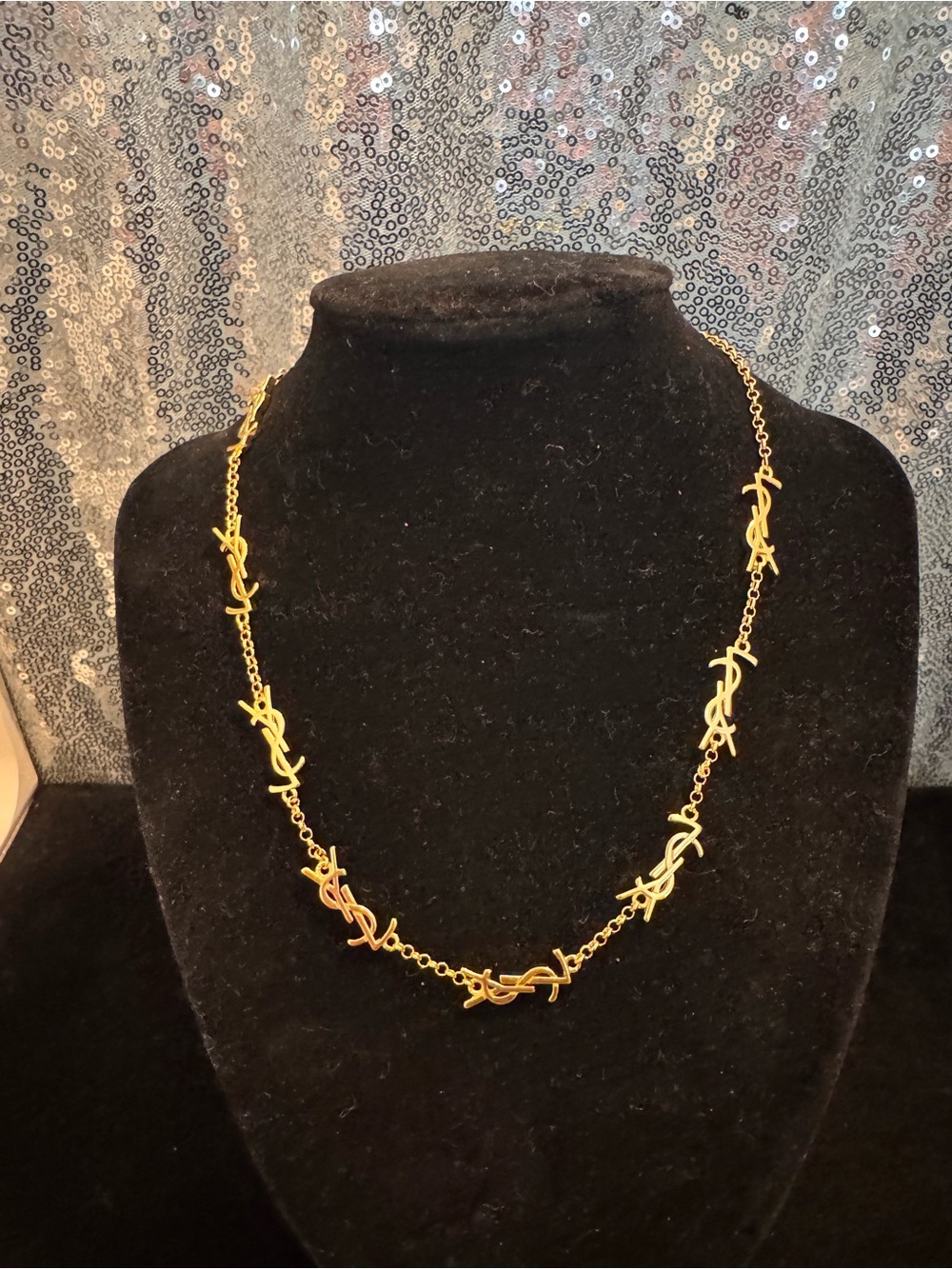 Saint Laurent Gold YSL Logo Link Necklace